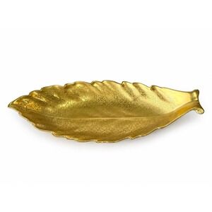 Vintage Antique Pickard Gold Encrusted Etched Design Leaf Dish Tray Platter